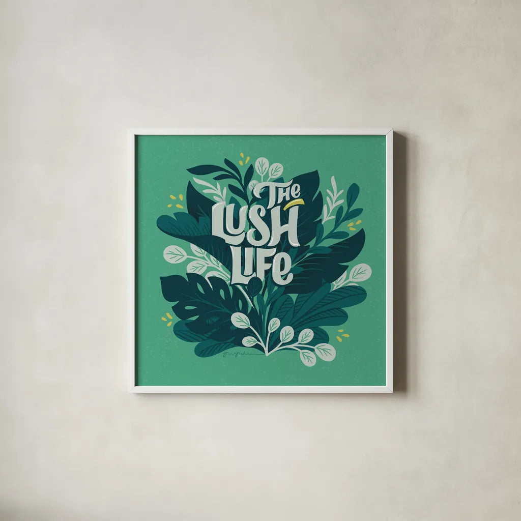 Lush Life V by Gia Graham. Shown in a crisp white glass frame for a clean and minimalist style. Available as an archival giclee rolled canvas, fine art paper, or poster print. SKU 80222a.