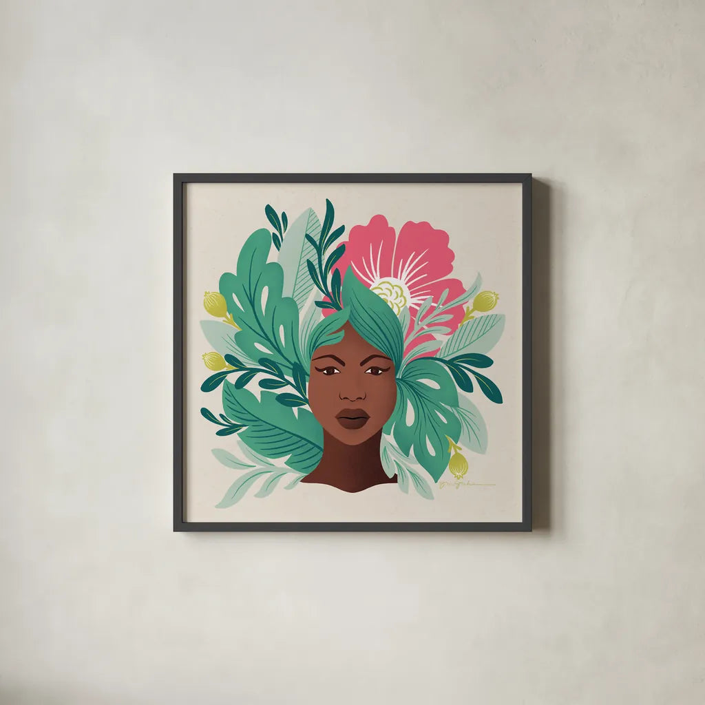 Lush Life VI by Gia Graham. Shown in a sleek black glass frame for a contemporary gallery look. Available as an archival giclee rolled canvas, fine art paper, or poster print. SKU 80223a.