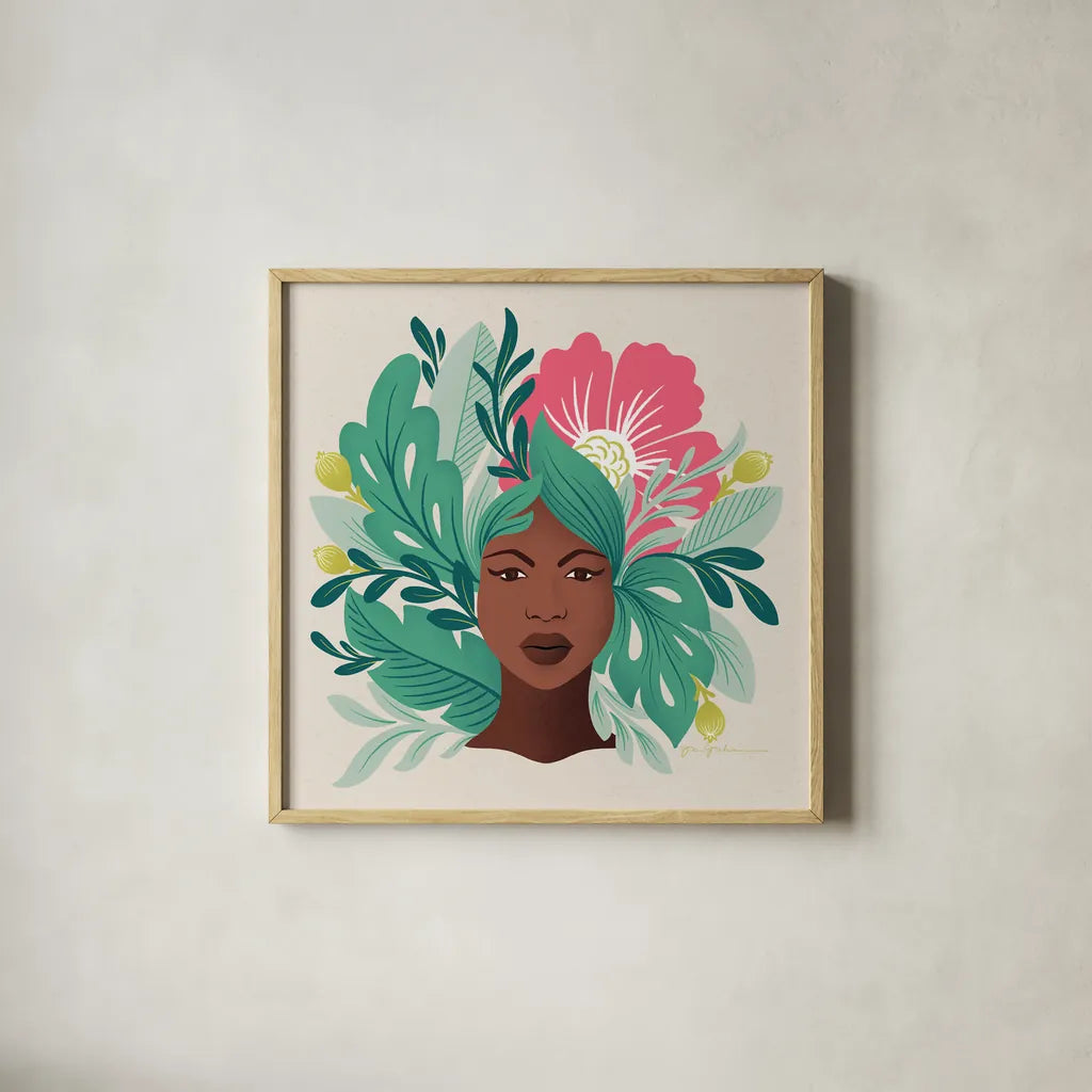 Lush Life VI by Gia Graham. Shown in a natural wood glass frame for a timeless modern aesthetic. Available as an archival giclee rolled canvas, fine art paper, or poster print. SKU 80223a.