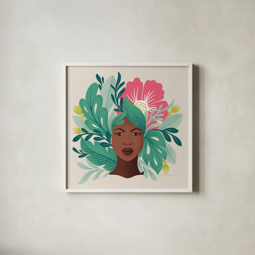 Lush Life VI by Gia Graham. Shown in a crisp white glass frame for a clean and minimalist style. Available as an archival giclee rolled canvas, fine art paper, or poster print. SKU 80223a.