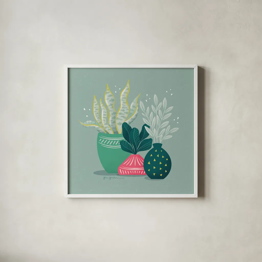 Lush Life VIII by Gia Graham. Shown in a crisp white glass frame for a clean and minimalist style. Available as an archival giclee rolled canvas, fine art paper, or poster print. SKU 80225a.