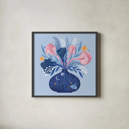 Magical Arrangement by Gia Graham. Shown in a sleek black glass frame for a contemporary gallery look. Available as an archival giclee rolled canvas, fine art paper, or poster print. SKU 87440a.