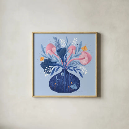 Magical Arrangement by Gia Graham. Shown in a natural wood glass frame for a timeless modern aesthetic. Available as an archival giclee rolled canvas, fine art paper, or poster print. SKU 87440a.