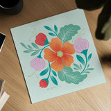 Market Flowers II by Gia Graham. Shown as a detailed flat fine art print, highlighting archival giclee quality. Available as an archival giclee rolled canvas, fine art paper, or poster print. SKU 74528a.