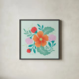 Market Flowers II by Gia Graham. Shown in a sleek black glass frame for a contemporary gallery look. Available as an archival giclee rolled canvas, fine art paper, or poster print. SKU 74528a.