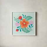 Market Flowers II by Gia Graham. Shown in a crisp white glass frame for a clean and minimalist style. Available as an archival giclee rolled canvas, fine art paper, or poster print. SKU 74528a.