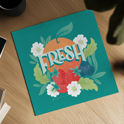 Market Fresh I by Gia Graham. Shown as a detailed flat fine art print, highlighting archival giclee quality. Available as an archival giclee rolled canvas, fine art paper, or poster print. SKU 74529a.