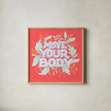 Move Your Body I by Gia Graham. Shown in a natural wood glass frame for a timeless modern aesthetic. Available as an archival giclee rolled canvas, fine art paper, or poster print. SKU 75361a.