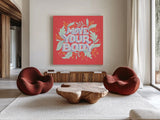 Move Your Body I by Gia Graham. Shown as extra-large giant wall art in a modern living room. Available as an archival giclee rolled canvas, fine art paper, or poster print. SKU 75361a.