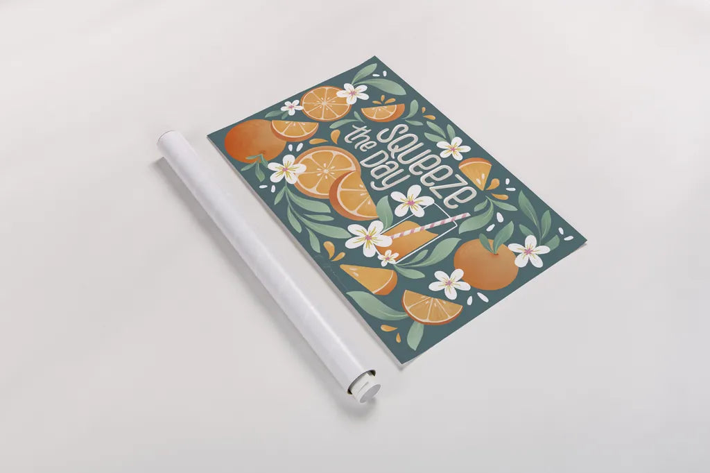 Orange Zest I by Gia Graham. shown as a rolled paper print. Available as archival giclee rolled canvas, fine art paper, or poster print. SKU 88932i.