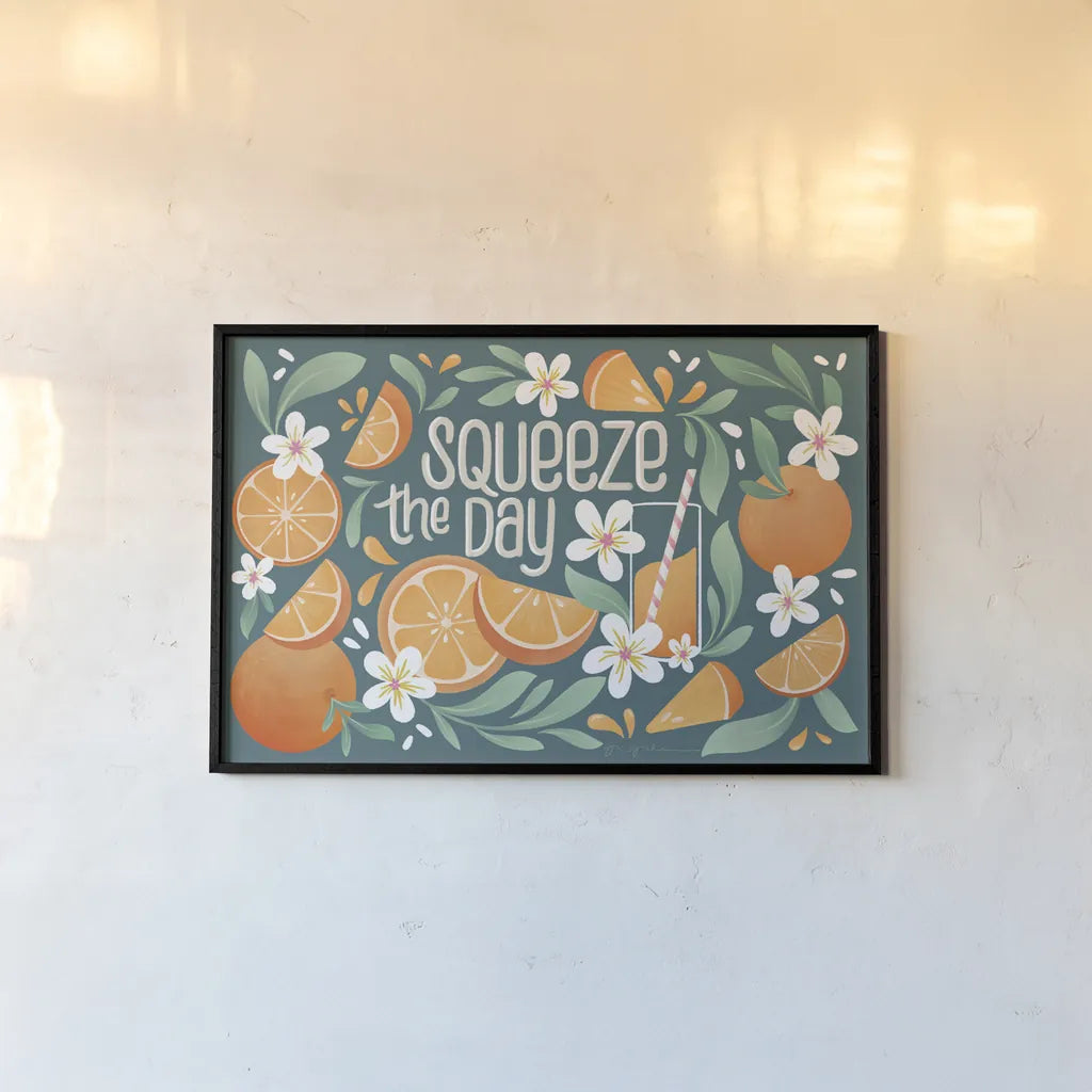 Orange Zest I by Gia Graham. shown as a paper print in a black flame. Available as a archival giclee rolled canvas, fine art paper, or poster print. SKU 88932i.