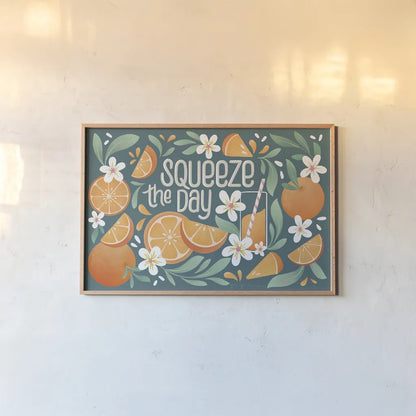 Orange Zest I by Gia Graham. shown as a paper print in a natural frame. Available as a archival giclee rolled canvas, fine art paper, or poster print. SKU 88932i.