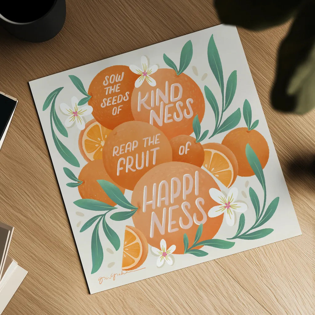 Orange Zest II by Gia Graham. Shown as a detailed flat fine art print, highlighting archival giclee quality. Available as an archival giclee rolled canvas, fine art paper, or poster print. SKU 88933a.