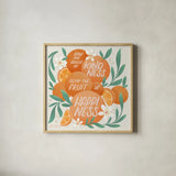 Orange Zest II by Gia Graham. Shown in a natural wood glass frame for a timeless modern aesthetic. Available as an archival giclee rolled canvas, fine art paper, or poster print. SKU 88933a.