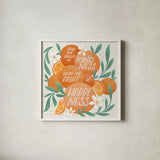 Orange Zest II by Gia Graham. Shown in a crisp white glass frame for a clean and minimalist style. Available as an archival giclee rolled canvas, fine art paper, or poster print. SKU 88933a.