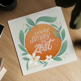 Orange Zest V by Gia Graham. Shown as a detailed flat fine art print, highlighting archival giclee quality. Available as an archival giclee rolled canvas, fine art paper, or poster print. SKU 88936a.