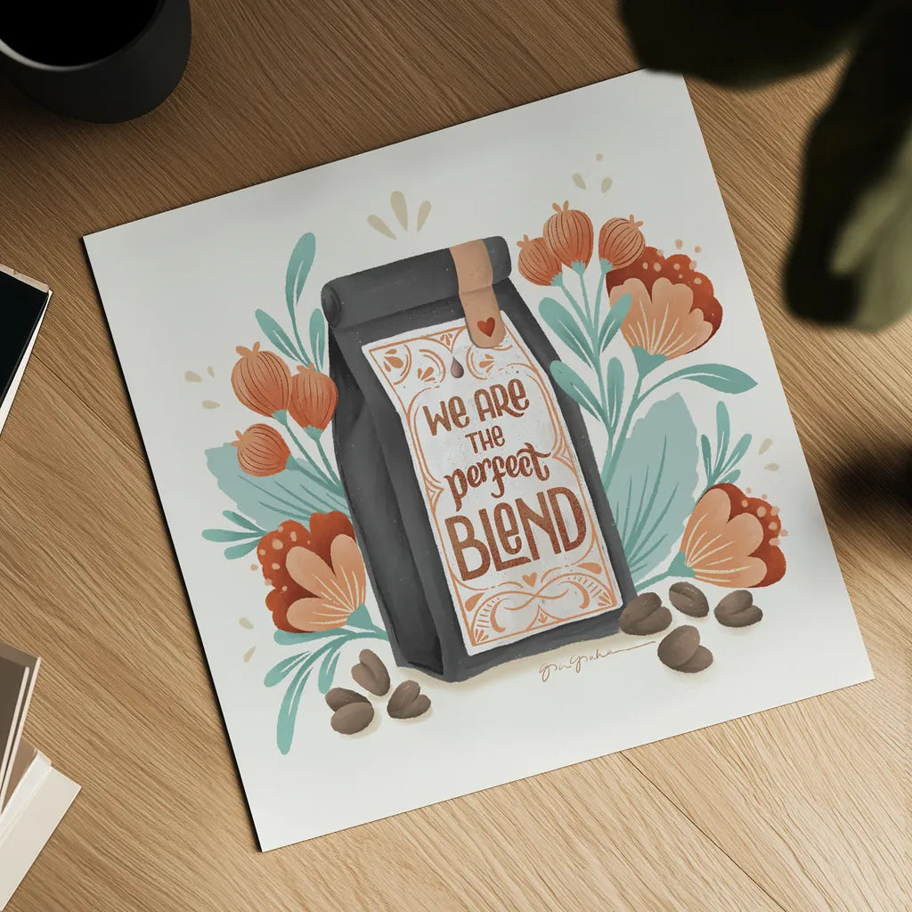 Perfect Blend I by Gia Graham. Shown as a detailed flat fine art print, highlighting archival giclee quality. Available as an archival giclee rolled canvas, fine art paper, or poster print. SKU 92122a.