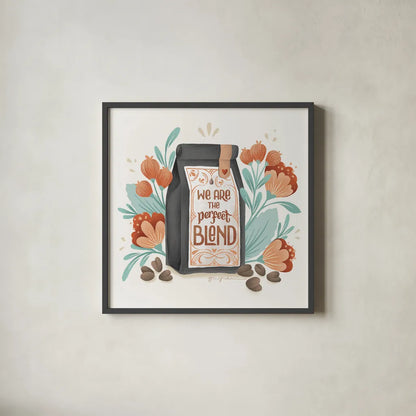 Perfect Blend I by Gia Graham. Shown in a sleek black glass frame for a contemporary gallery look. Available as an archival giclee rolled canvas, fine art paper, or poster print. SKU 92122a.