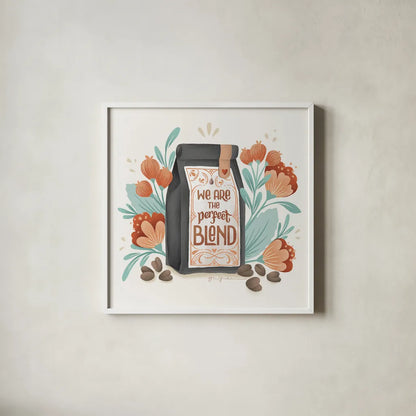 Perfect Blend I by Gia Graham. Shown in a crisp white glass frame for a clean and minimalist style. Available as an archival giclee rolled canvas, fine art paper, or poster print. SKU 92122a.