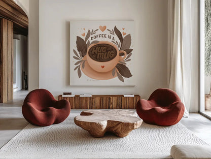 Perfect Blend IV by Gia Graham. Shown as extra-large giant wall art in a modern living room. Available as an archival giclee rolled canvas, fine art paper, or poster print. SKU 92125a.