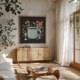 Perfect Blend V by Gia Graham. Shown in a natural wood frame in a cozy modern living room. Available as an archival giclee rolled canvas, fine art paper, or poster print. SKU 96632a.