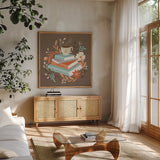 Perfect Blend VII by Gia Graham. Shown in a natural wood frame in a cozy modern living room. Available as an archival giclee rolled canvas, fine art paper, or poster print. SKU 96634a.
