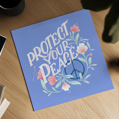 Protect Your Peace I by Gia Graham. Shown as a detailed flat fine art print, highlighting archival giclee quality. Available as an archival giclee rolled canvas, fine art paper, or poster print. SKU 75362a.