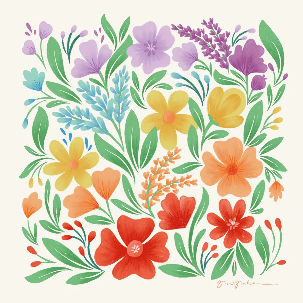 Rainbow Florals II by Gia Graham. SKU 87740a. Archival Giclee Fine art print for wall decor.