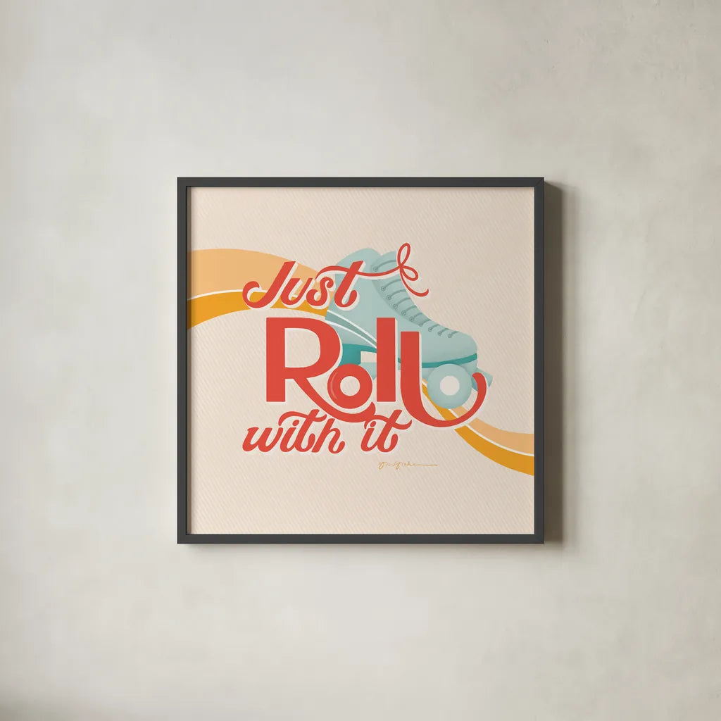 Roll With It II by Gia Graham. Shown in a sleek black glass frame for a contemporary gallery look. Available as an archival giclee rolled canvas, fine art paper, or poster print. SKU 66243a.