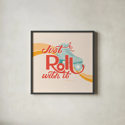 Roll With It II by Gia Graham. Shown in a sleek black glass frame for a contemporary gallery look. Available as an archival giclee rolled canvas, fine art paper, or poster print. SKU 66243a.