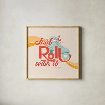 Roll With It II by Gia Graham. Shown in a natural wood glass frame for a timeless modern aesthetic. Available as an archival giclee rolled canvas, fine art paper, or poster print. SKU 66243a.