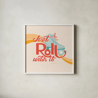 Roll With It II by Gia Graham. Shown in a crisp white glass frame for a clean and minimalist style. Available as an archival giclee rolled canvas, fine art paper, or poster print. SKU 66243a.