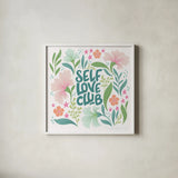 Self Love Club II by Gia Graham. Shown in a crisp white glass frame for a clean and minimalist style. Available as an archival giclee rolled canvas, fine art paper, or poster print. SKU 72657a.
