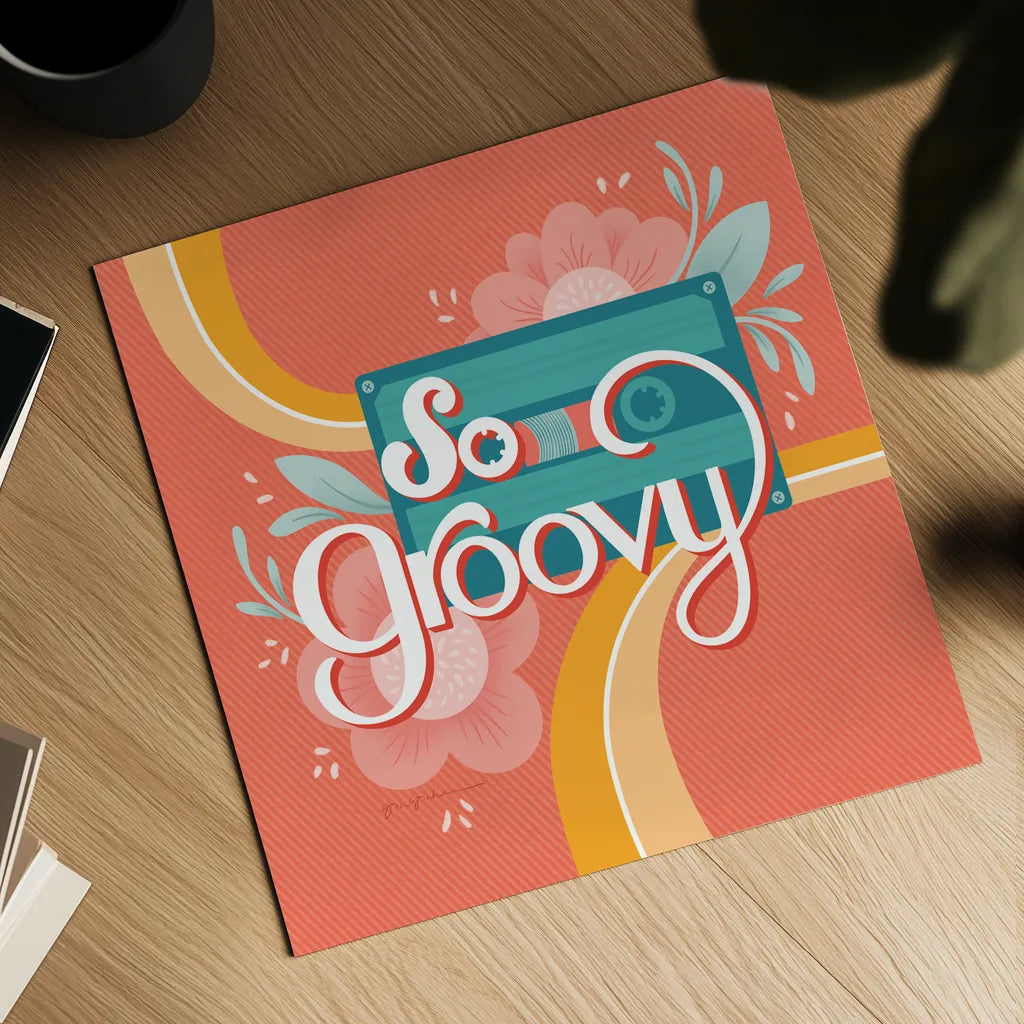 So Groovy I by Gia Graham. Shown as a detailed flat fine art print, highlighting archival giclee quality. Available as an archival giclee rolled canvas, fine art paper, or poster print. SKU 66244a.