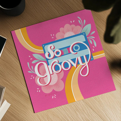 So Groovy I Pink by Gia Graham. Shown as a detailed flat fine art print, highlighting archival giclee quality. Available as an archival giclee rolled canvas, fine art paper, or poster print. SKU 85474a.