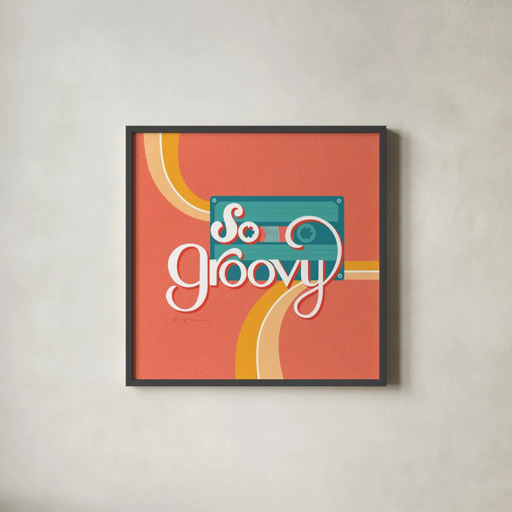 So Groovy II by Gia Graham. Shown in a sleek black glass frame for a contemporary gallery look. Available as an archival giclee rolled canvas, fine art paper, or poster print. SKU 66245a.
