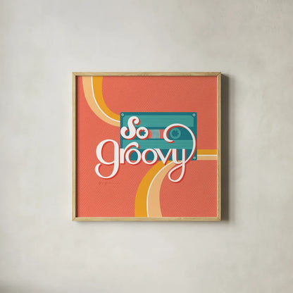 So Groovy II by Gia Graham. Shown in a natural wood glass frame for a timeless modern aesthetic. Available as an archival giclee rolled canvas, fine art paper, or poster print. SKU 66245a.
