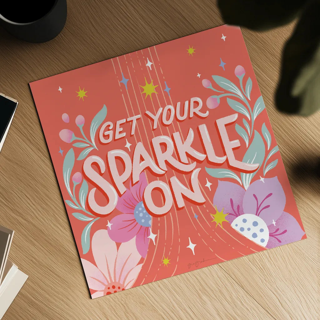 Sparkle I Sq by Gia Graham. Shown as a detailed flat fine art print, highlighting archival giclee quality. Available as an archival giclee rolled canvas, fine art paper, or poster print. SKU 75080a.