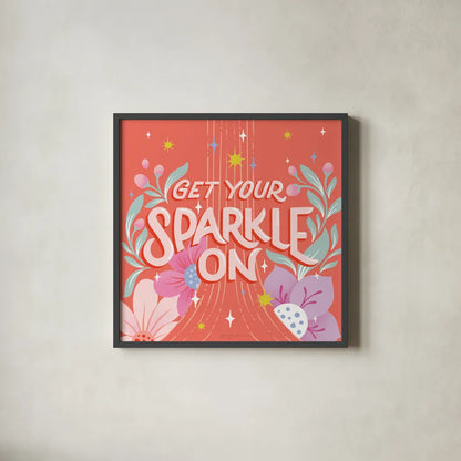 Sparkle I Sq by Gia Graham. Shown in a sleek black glass frame for a contemporary gallery look. Available as an archival giclee rolled canvas, fine art paper, or poster print. SKU 75080a.