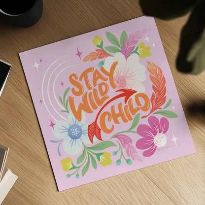 Stay Wild I Sq by Gia Graham. Shown as a detailed flat fine art print, highlighting archival giclee quality. Available as an archival giclee rolled canvas, fine art paper, or poster print. SKU 75075a.