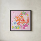 Stay Wild I Sq by Gia Graham. Shown in a sleek black glass frame for a contemporary gallery look. Available as an archival giclee rolled canvas, fine art paper, or poster print. SKU 75075a.