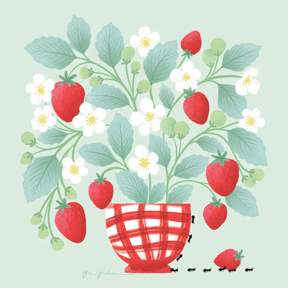 Strawberry Patch by Gia Graham. SKU 87439a. Archival Giclee Fine art print for wall decor.