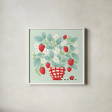 Strawberry Patch by Gia Graham. Shown in a crisp white glass frame for a clean and minimalist style. Available as an archival giclee rolled canvas, fine art paper, or poster print. SKU 87439a.