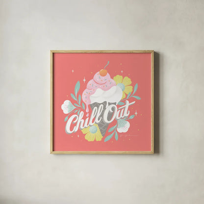 Summer Chill I by Gia Graham. Shown in a natural wood glass frame for a timeless modern aesthetic. Available as an archival giclee rolled canvas, fine art paper, or poster print. SKU 86583a.