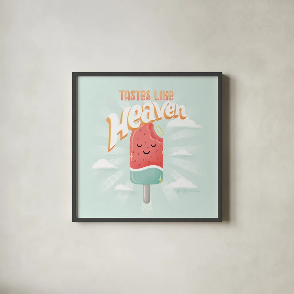 Summer Chill II by Gia Graham. Shown in a sleek black glass frame for a contemporary gallery look. Available as an archival giclee rolled canvas, fine art paper, or poster print. SKU 86584a.