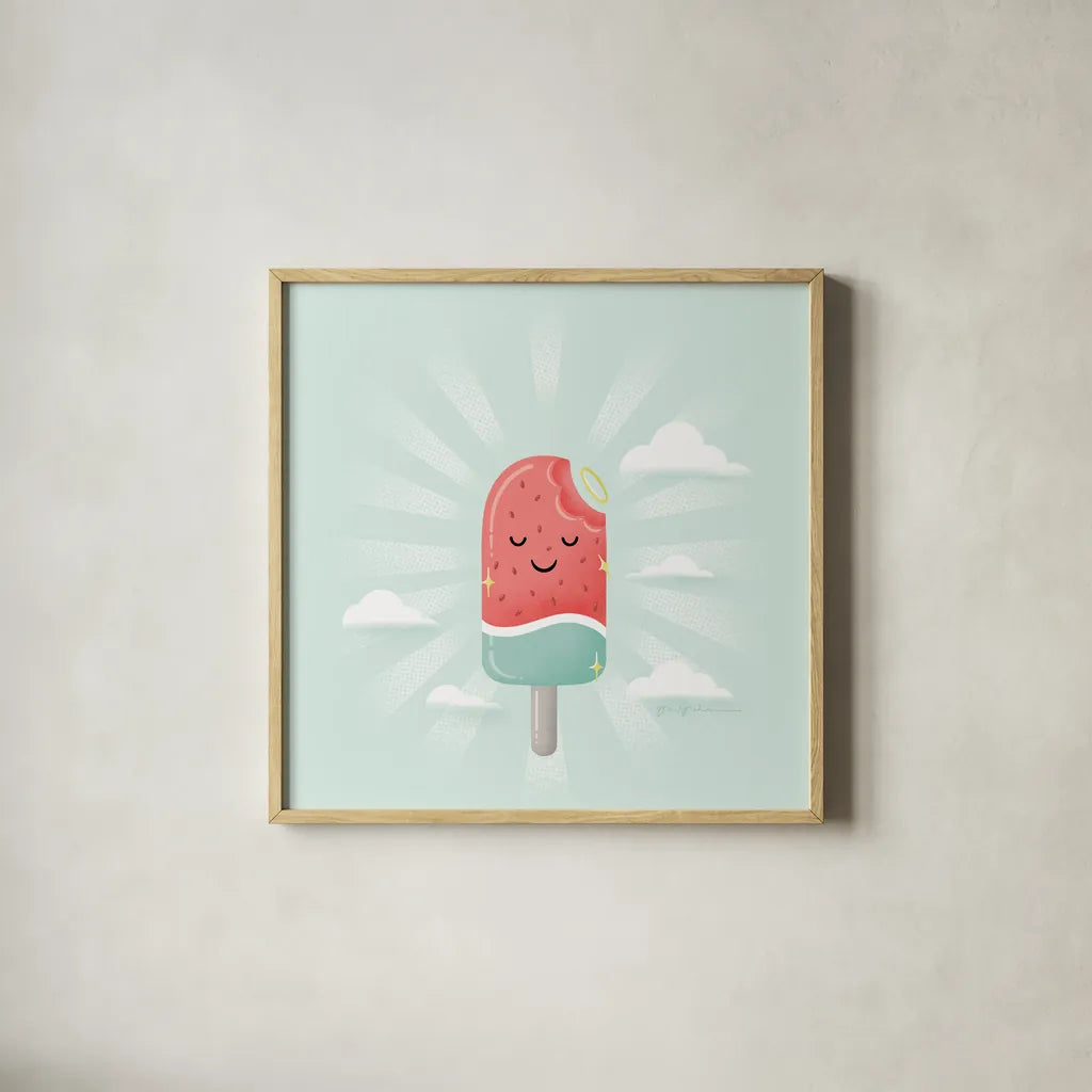 Summer Chill II No Words by Gia Graham. Shown in a natural wood glass frame for a timeless modern aesthetic. Available as an archival giclee rolled canvas, fine art paper, or poster print. SKU 87842a.