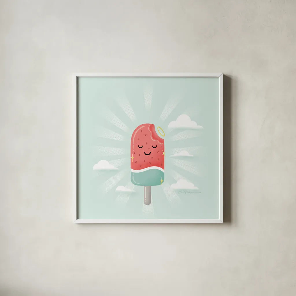 Summer Chill II No Words by Gia Graham. Shown in a crisp white glass frame for a clean and minimalist style. Available as an archival giclee rolled canvas, fine art paper, or poster print. SKU 87842a.