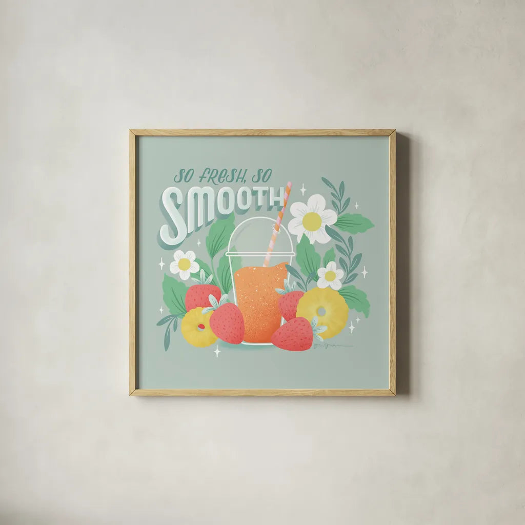 Summer Chill III by Gia Graham. Shown in a natural wood glass frame for a timeless modern aesthetic. Available as an archival giclee rolled canvas, fine art paper, or poster print. SKU 86585a.