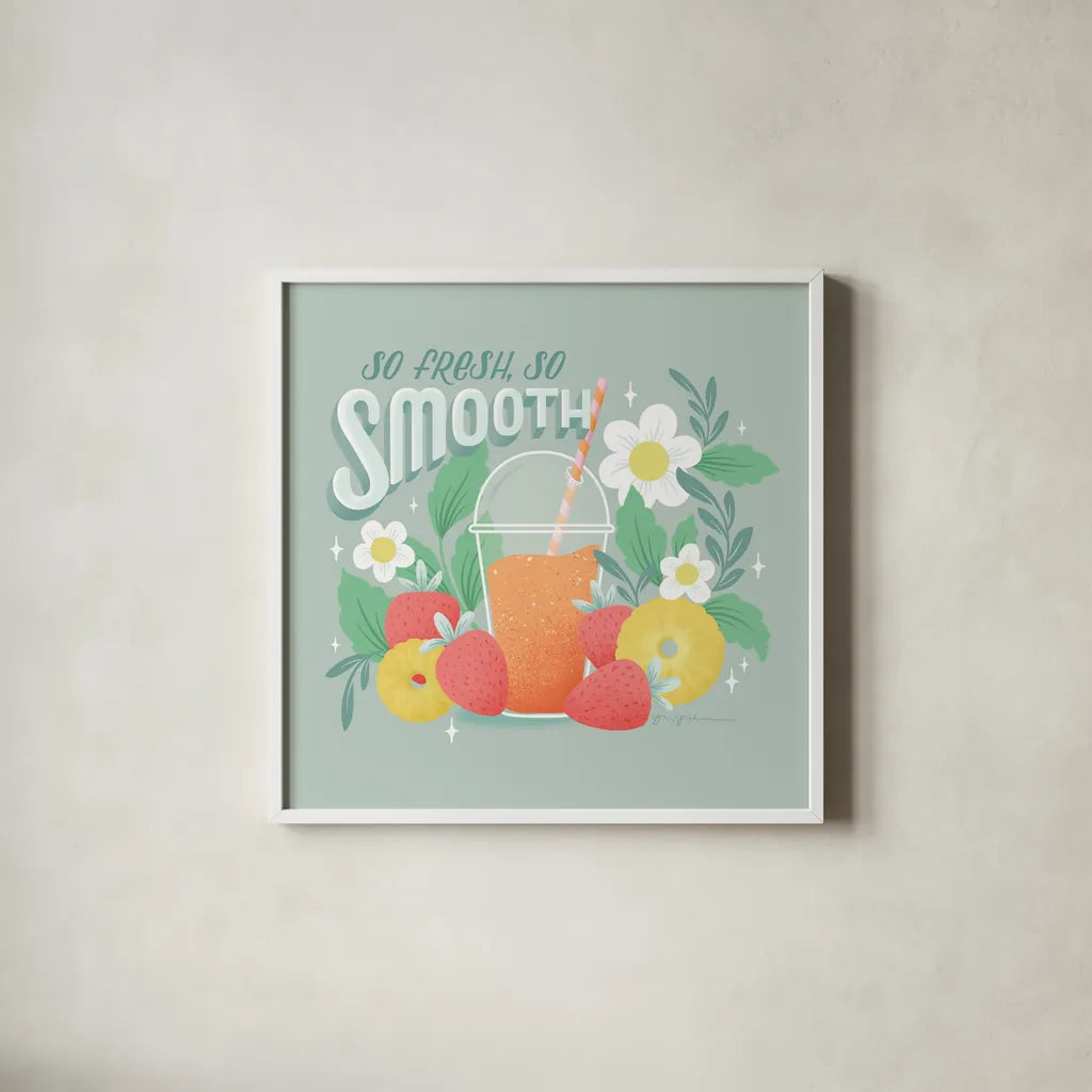 Summer Chill III by Gia Graham. Shown in a crisp white glass frame for a clean and minimalist style. Available as an archival giclee rolled canvas, fine art paper, or poster print. SKU 86585a.