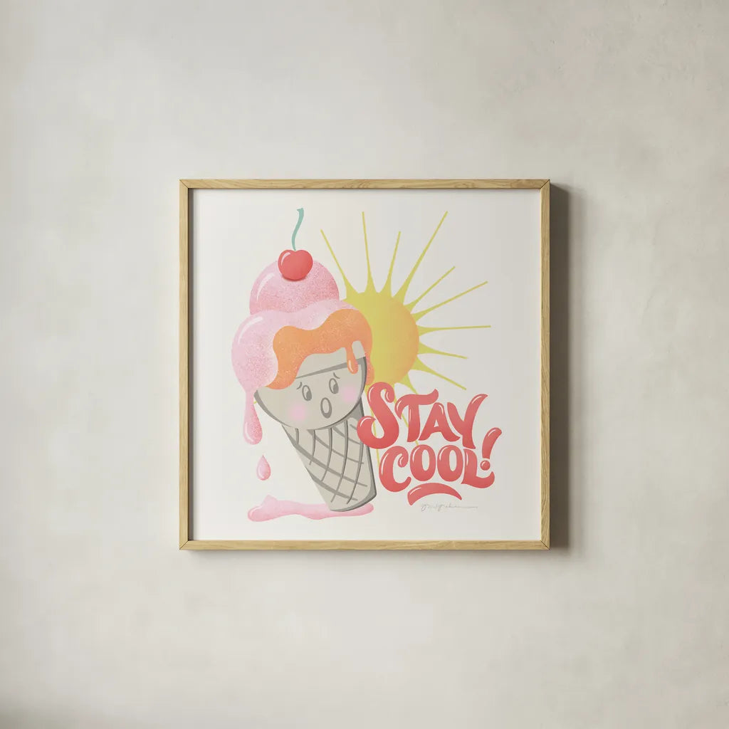 Summer Chill IV by Gia Graham. Shown in a natural wood glass frame for a timeless modern aesthetic. Available as an archival giclee rolled canvas, fine art paper, or poster print. SKU 86586a.